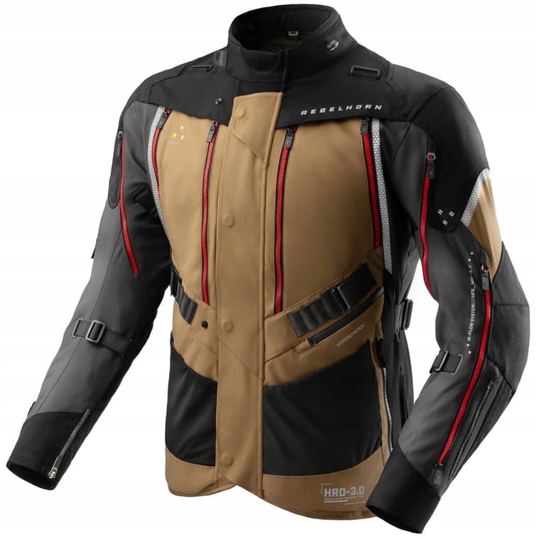 Rebelhorn Hardy 3.0 Dezertt Grey Red Motocyklová Textilná Bunda Béžová