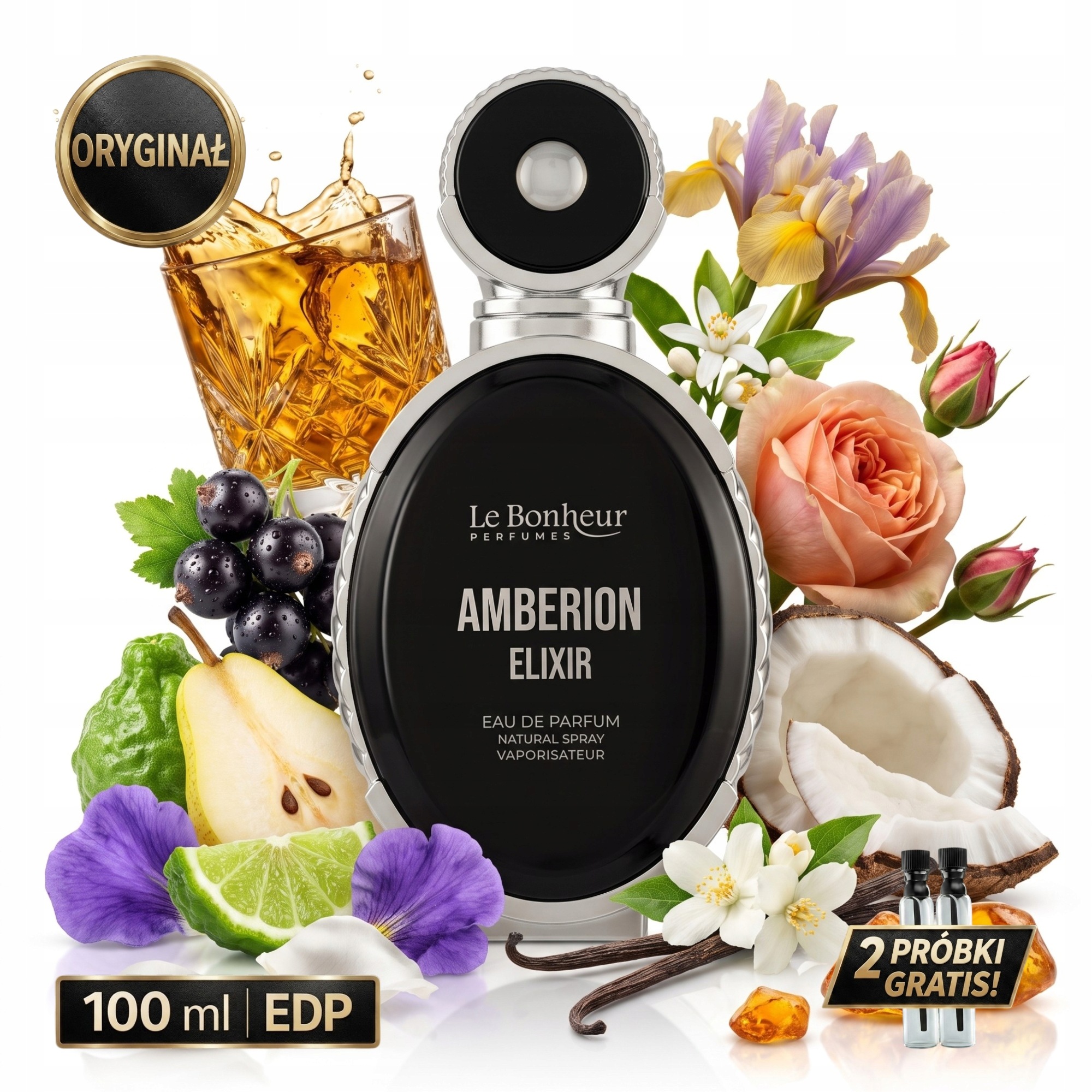 Le Bonheur Amberion Elixir Perfumy 100 ml 2 Próbki