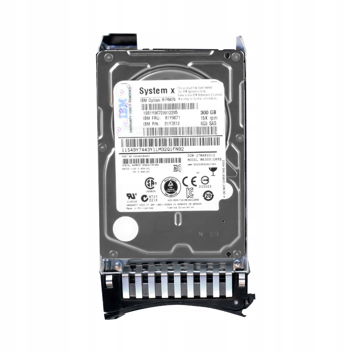 Ibm 81Y9671 81Y3812 300GB 15K 32MB SAS-2 2.5" MK3001GRRB 300GB Sas 2.5" Hdd 15 000 ot./min