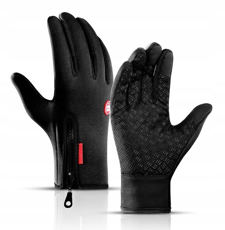 Rękawiczki sportowe wodoodporne dotykowe czarne