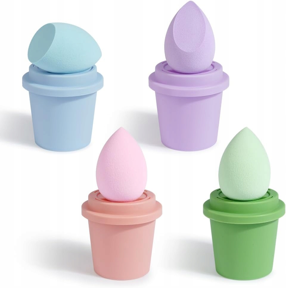 Houbičky Na Make-up X4 Sada Houbiček Na Make-up S Nádobkou Na Podklad