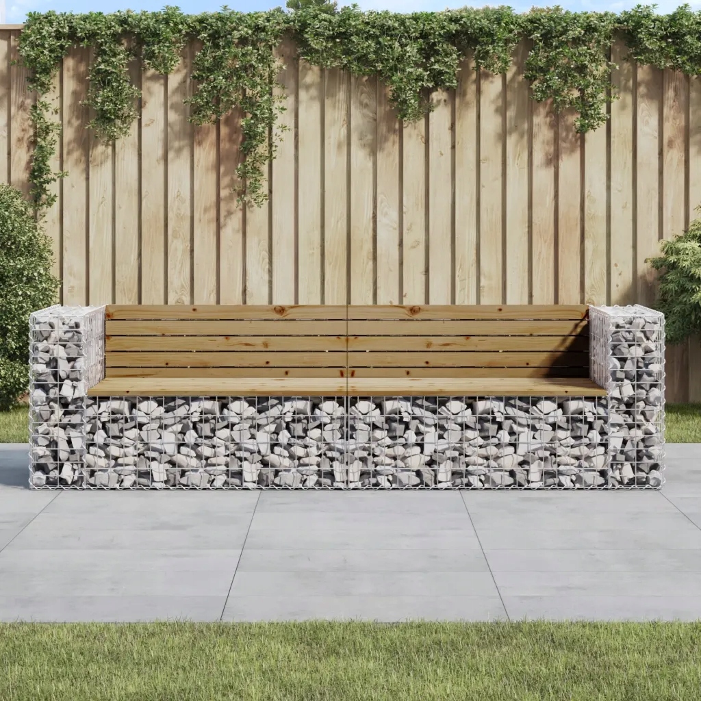 Zahradní lavice gabionový design 244x71x65,5 cm borové dřevo Hnědá 3196241