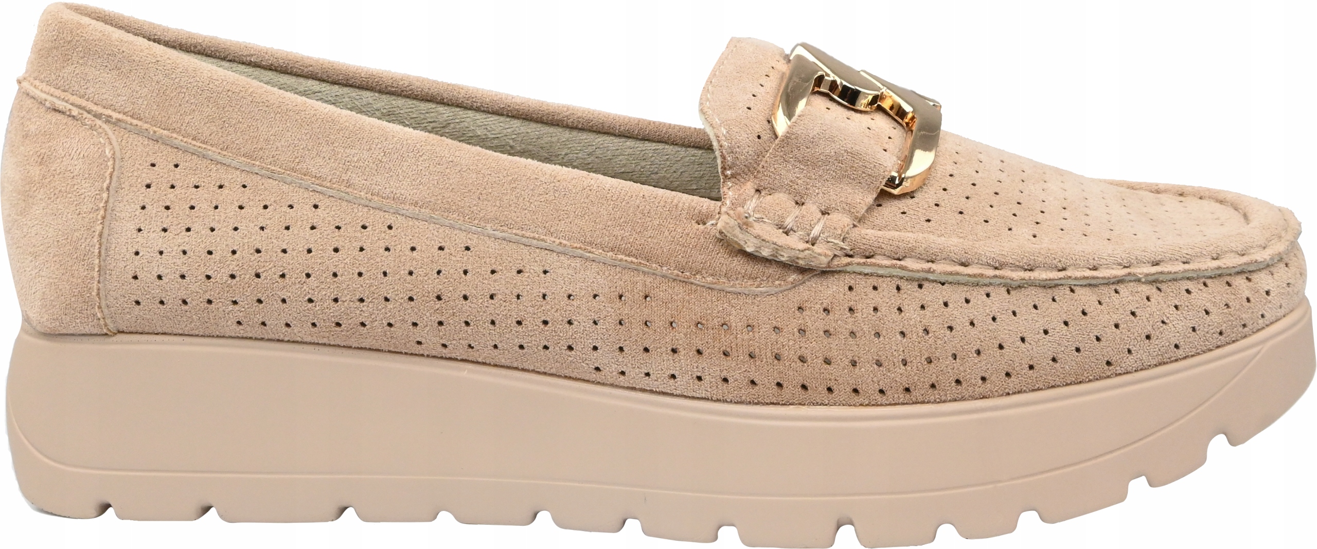 MOKASYNY DAMSKIE NA PLATFORMIE GOODIN FL 6014 BEŻ r,41 Marka inna