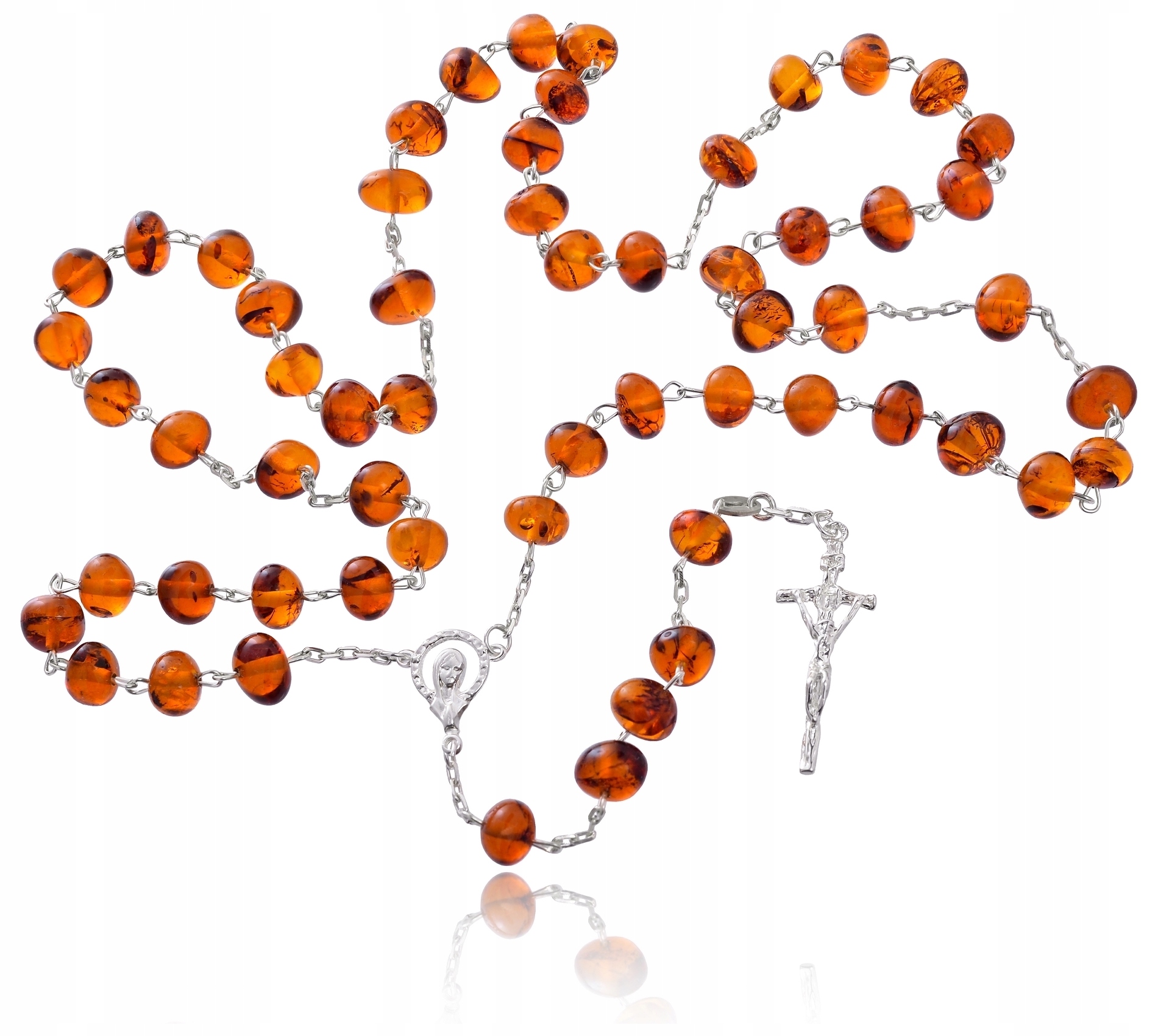 Růženec Stříbrný S Jantarem Jantar Přírodní