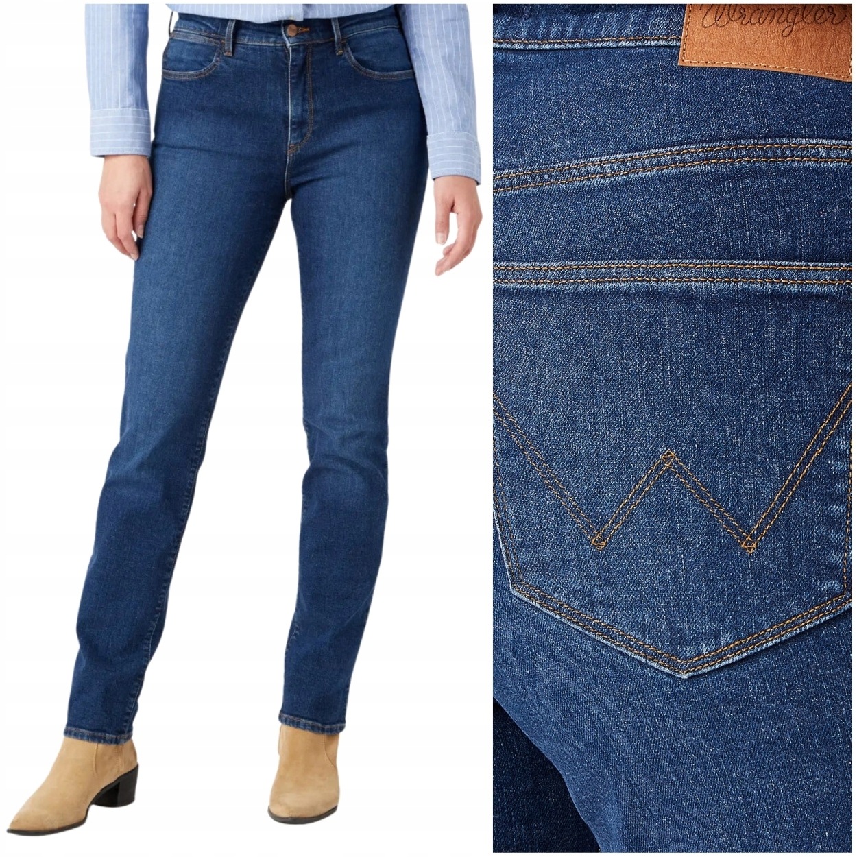 Wrangler Slim She Wolf jednoduché vysoké dámské džínové kalhoty W29 L34
