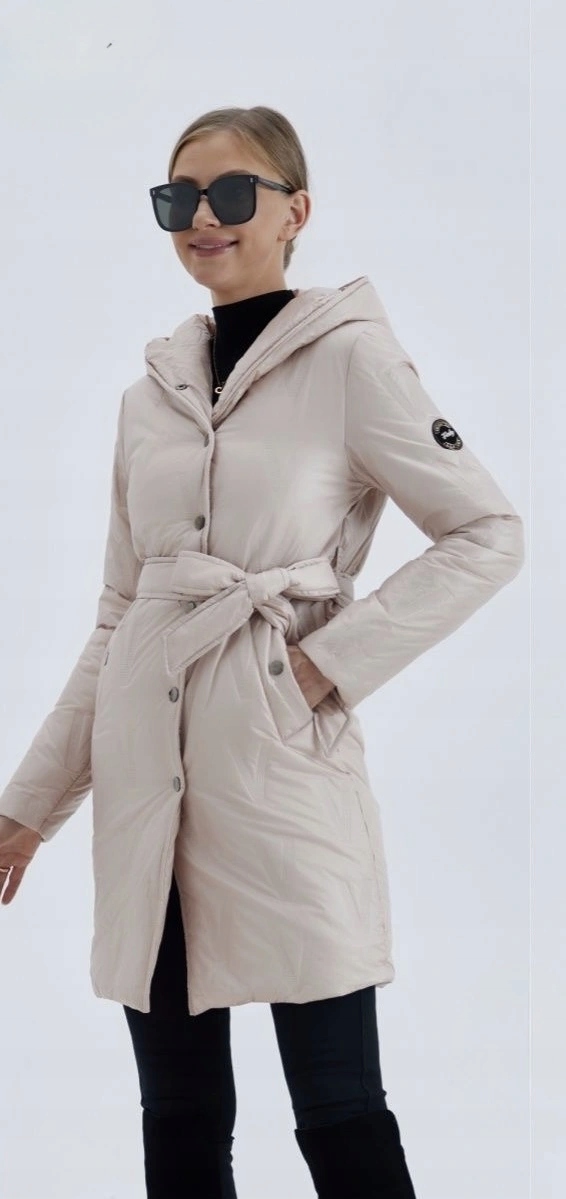 Prošívaný Kabát B8508 Béžový L (40)