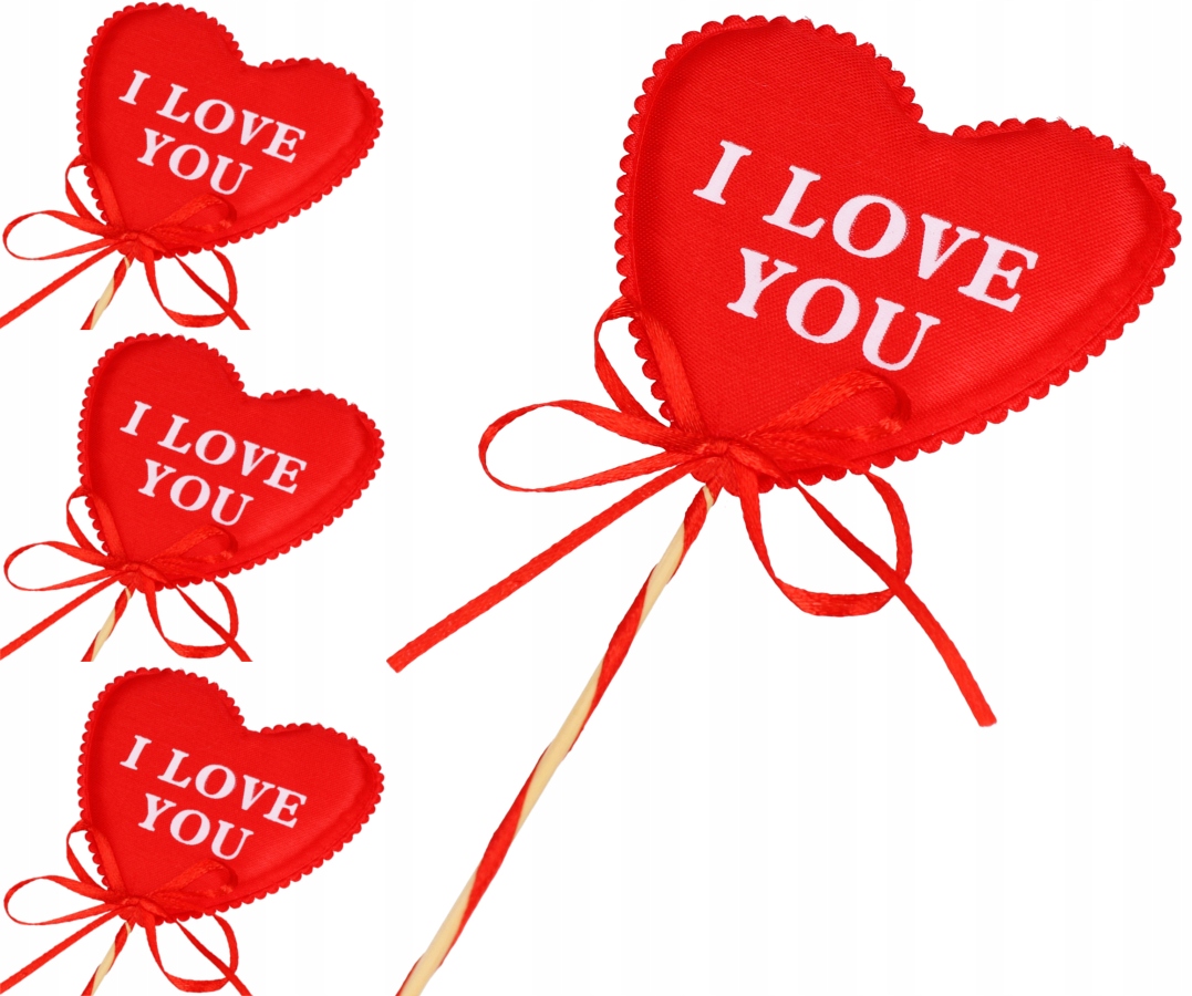 SERCE SERDUSZKA I LOVE YOU NA PIKU WALENTYNKI 4szt
