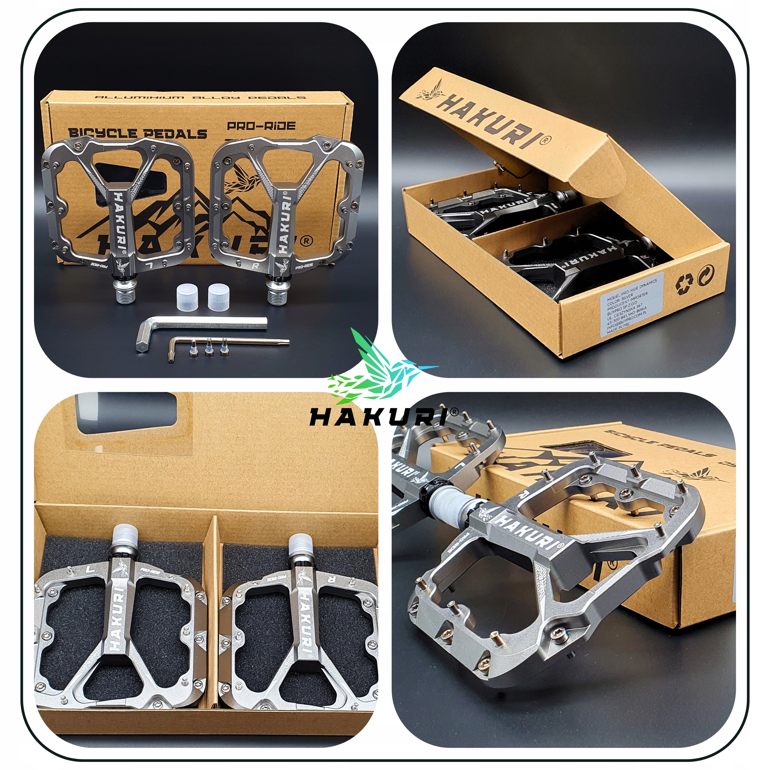 PEDAŁY ROWEROWE HAKURI ALUMINIOWE 3 ŁOŻYSKA LEKKIE PLATFORMOWE MTB DH TRIAL Stan opakowania oryginalne
