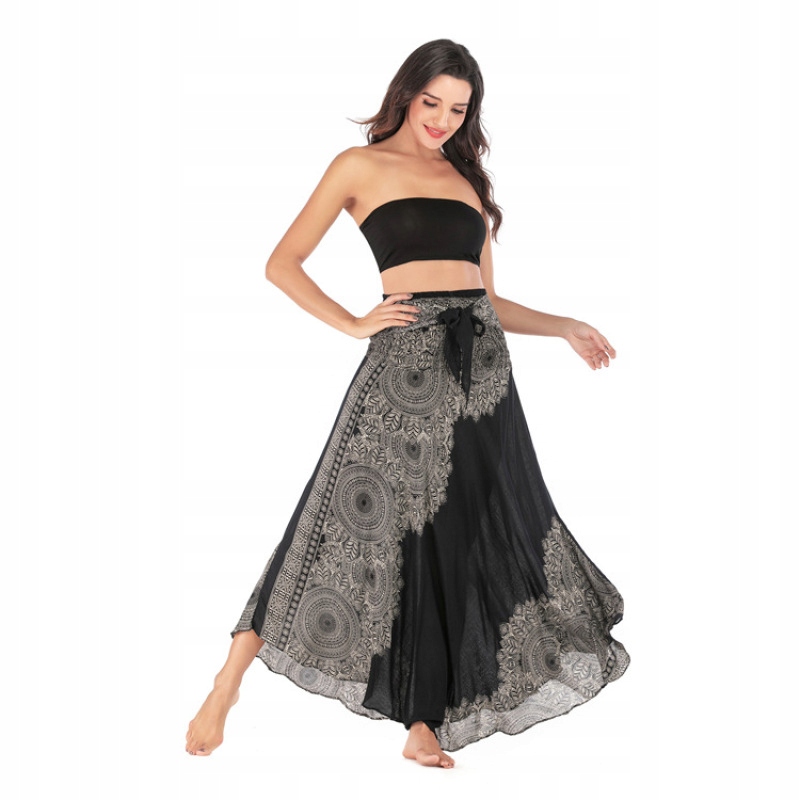 STYLOWA ZWIEWNA DŁUGA SPÓDNICA MAXI DO KOSTEK BOHO DAMSKA Wzór dominujący kwiaty