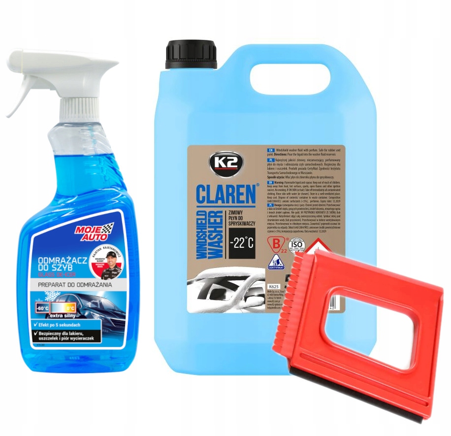 Zestaw Zimowy Odmrażacz Do Szyb 650ml płyn do spryskiwaczy Mini Skrobaczka