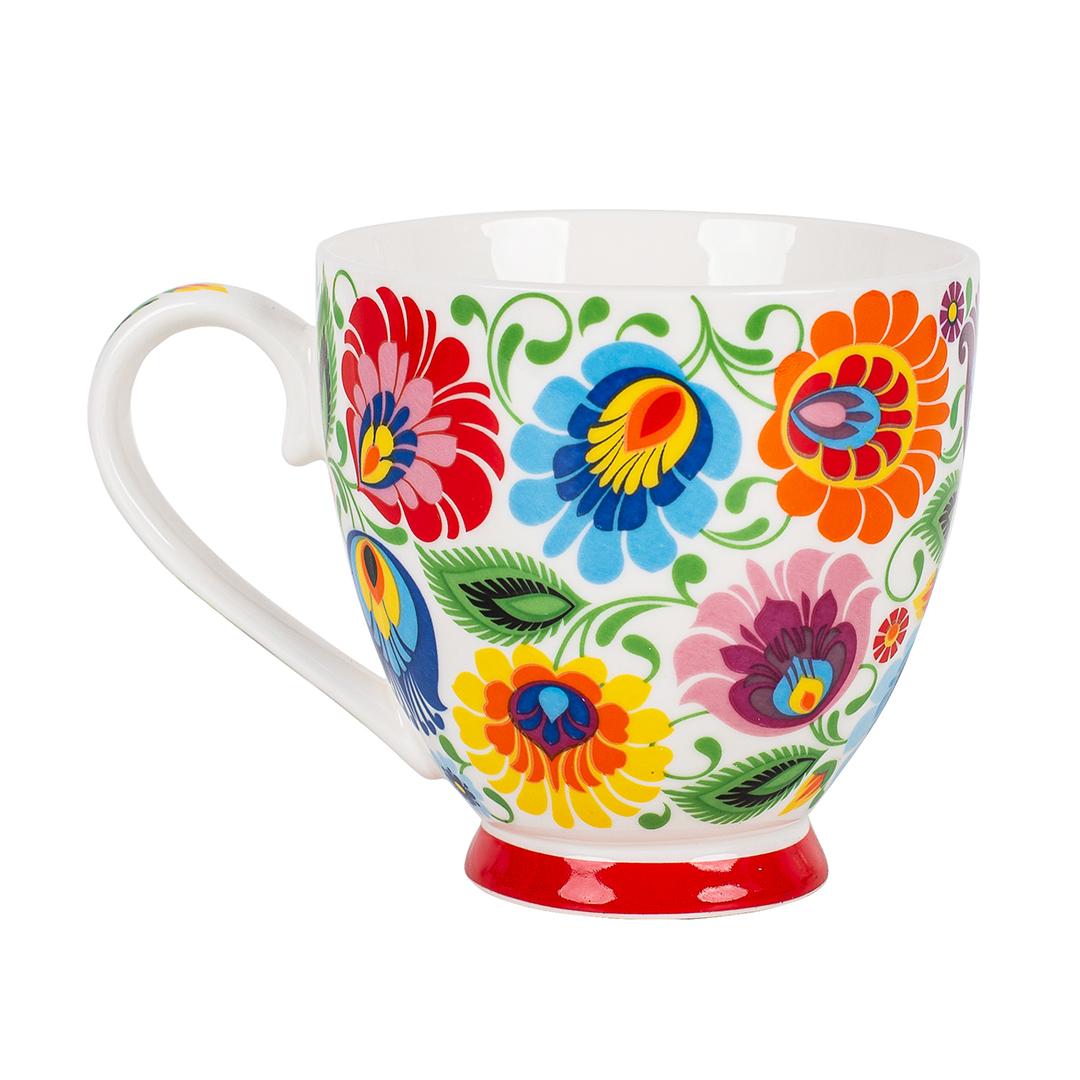 

Filiżanka Folk W Pudełku Łowicka Biała 350 ML