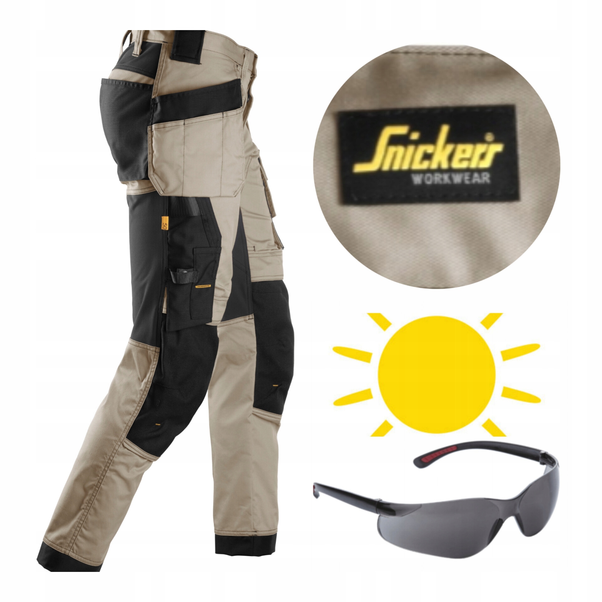 Pracovní kalhoty Snickers Stretch AllroundWork 6241 Béžová brýle 50