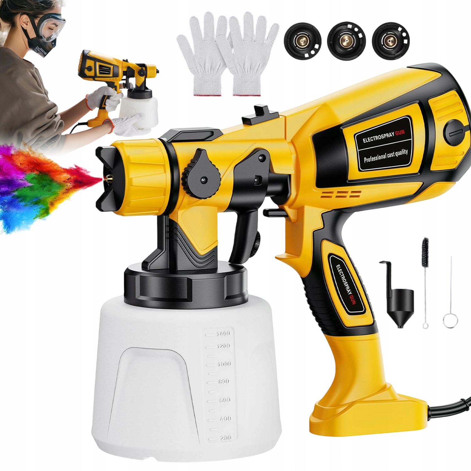 Malířský Agregát Elektrická Pistole Na Malování 850W 1400ML 4 Trysky