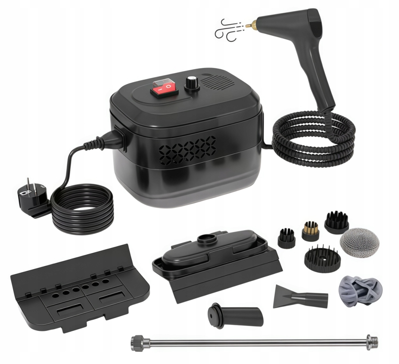 Parownica 1500W Czyszczenie Parowe Z 6 PRĘDKOŚCI+2M Wąż PAROWY+1400ML Mocny