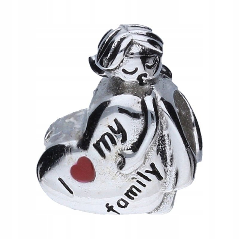Přívěsek typu bead z rhodiovaného stříbra 925 s motivem „I Love My Family“ 2.78 g