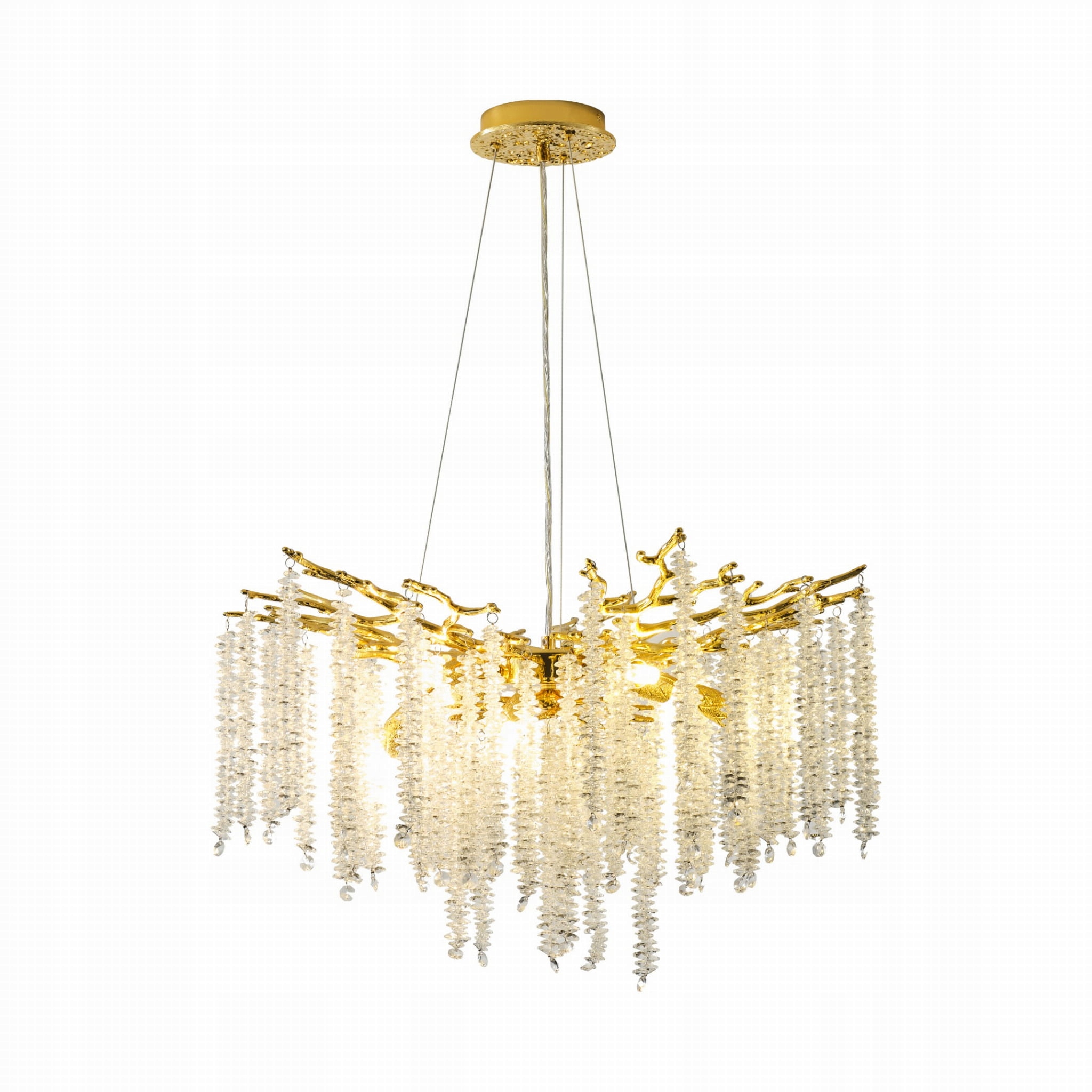 Luster s mosadznou konštrukciou s motívom visiacich stoniek listov Dijon