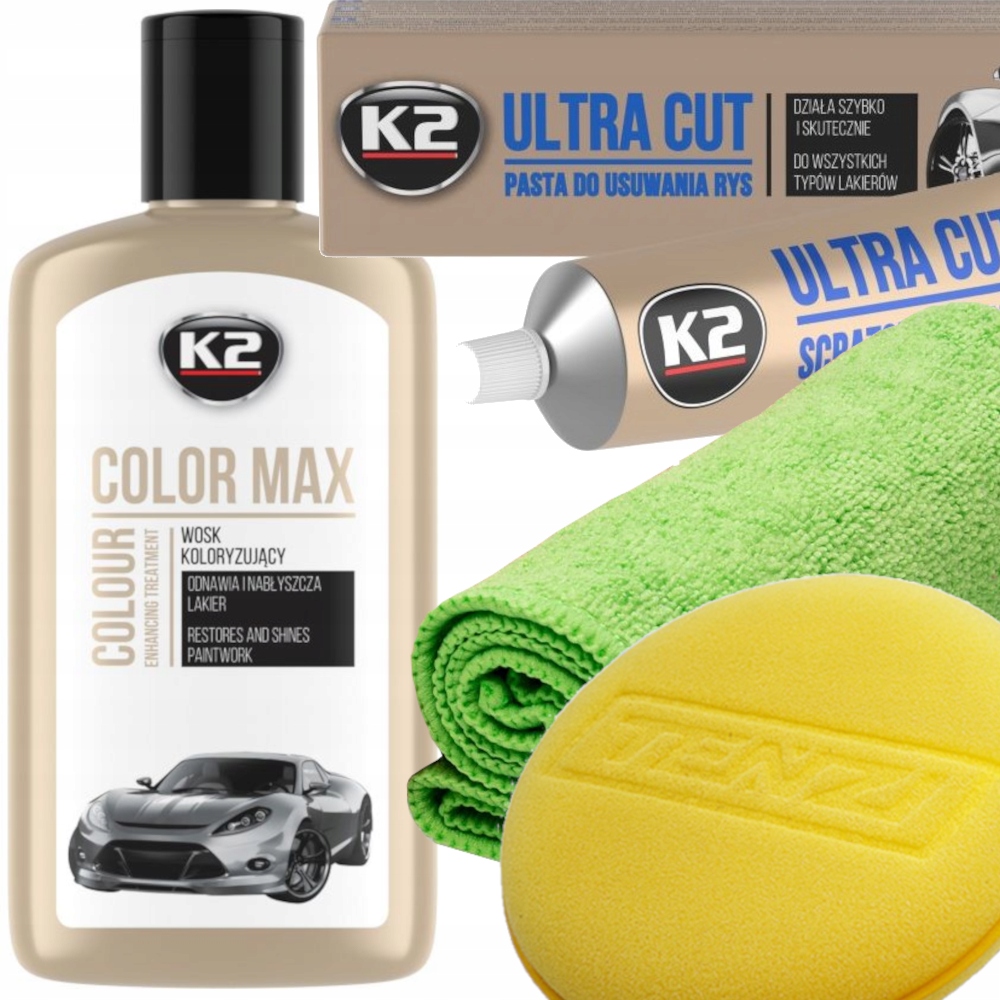 ZESTAW PASTA WOSK KOLORYZUJĄCY BIAŁY DO USUWANIA RYS NA RYSY DO AUTA