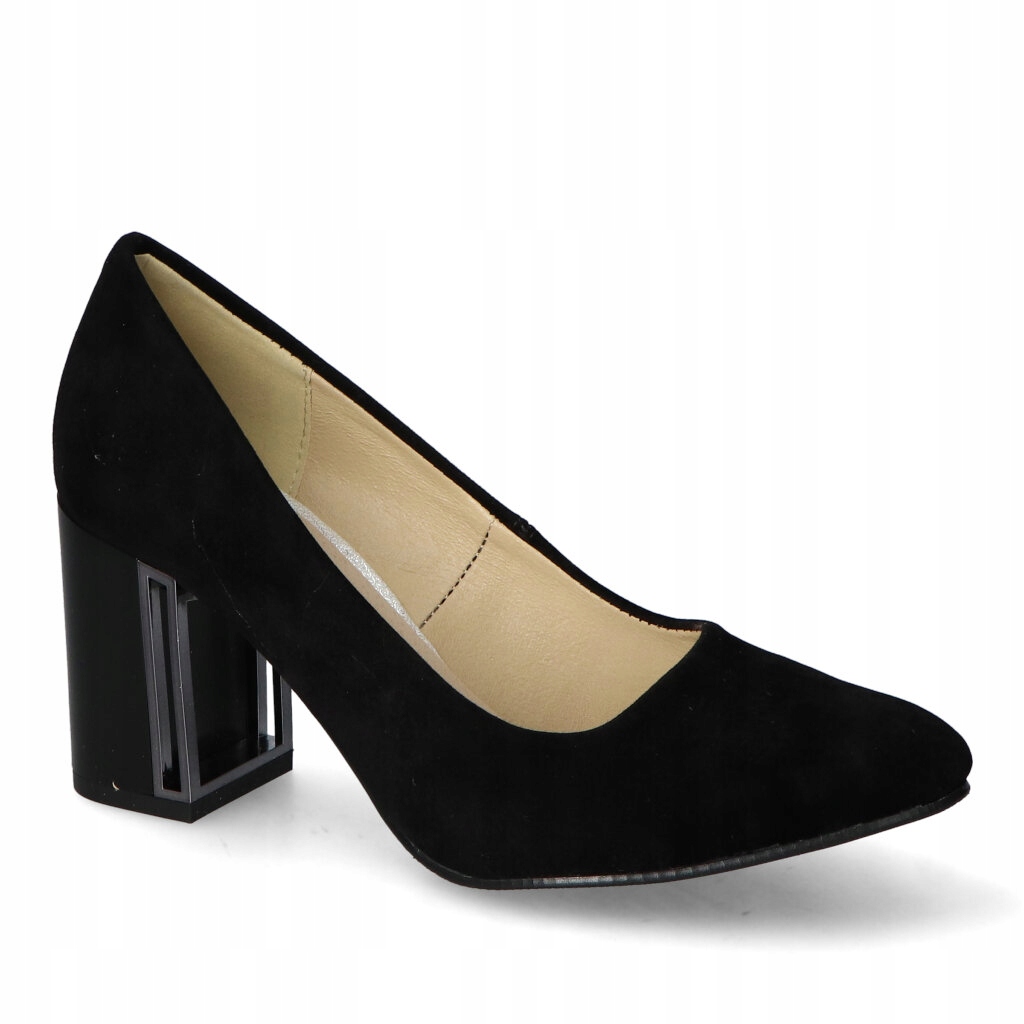 Dámské lodičky na podpatku Kamex-but 075 Černé semišové 37