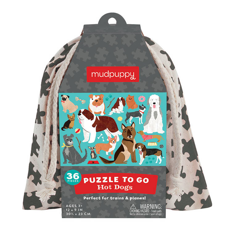 

Mudpuppy: puzzle podróżne w woreczku Pieski