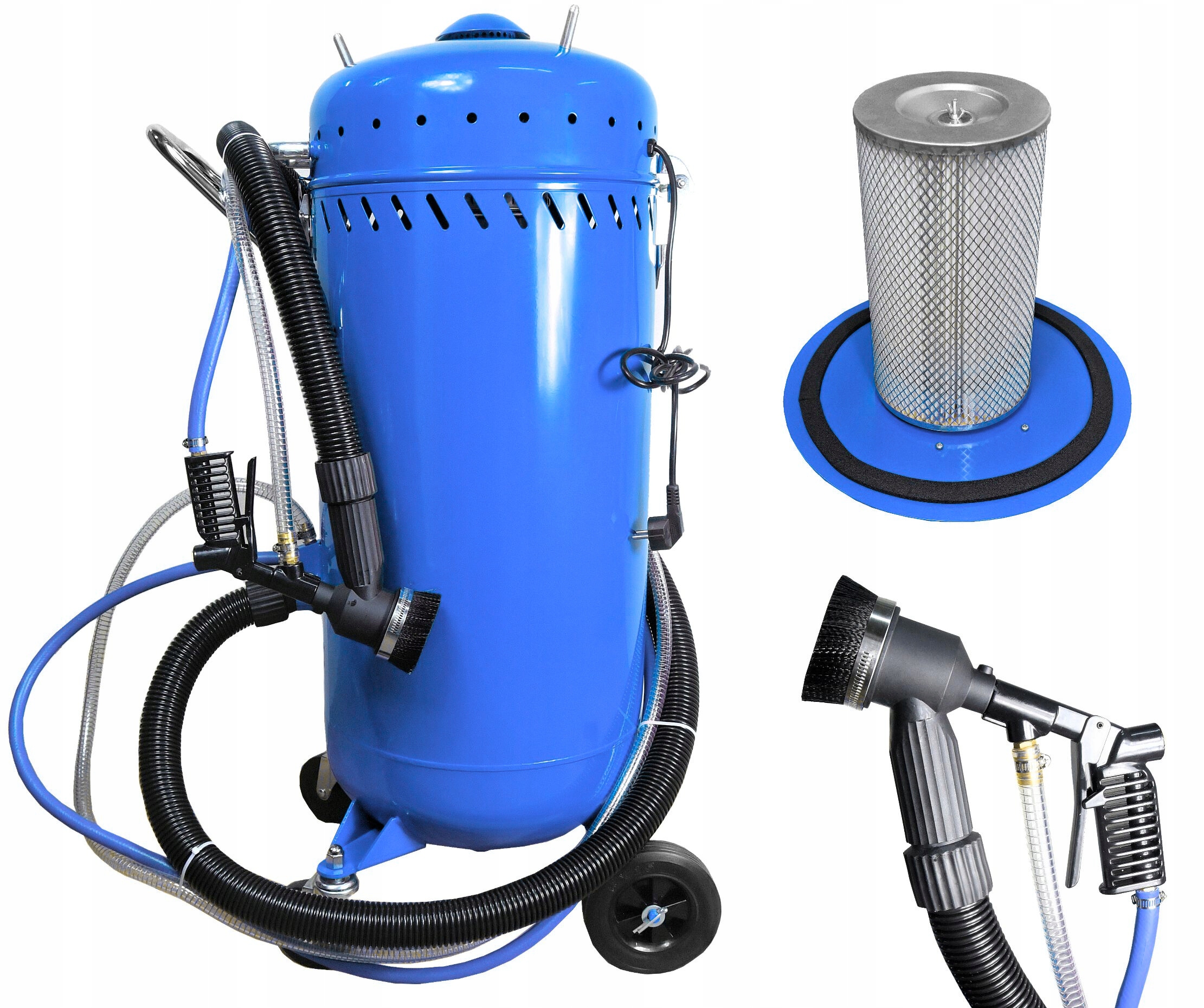 PIASKARKA SYFONOWA BEZPYŁOWA Z ODKURZACZEM 105L + PISTOLET + DYSZE