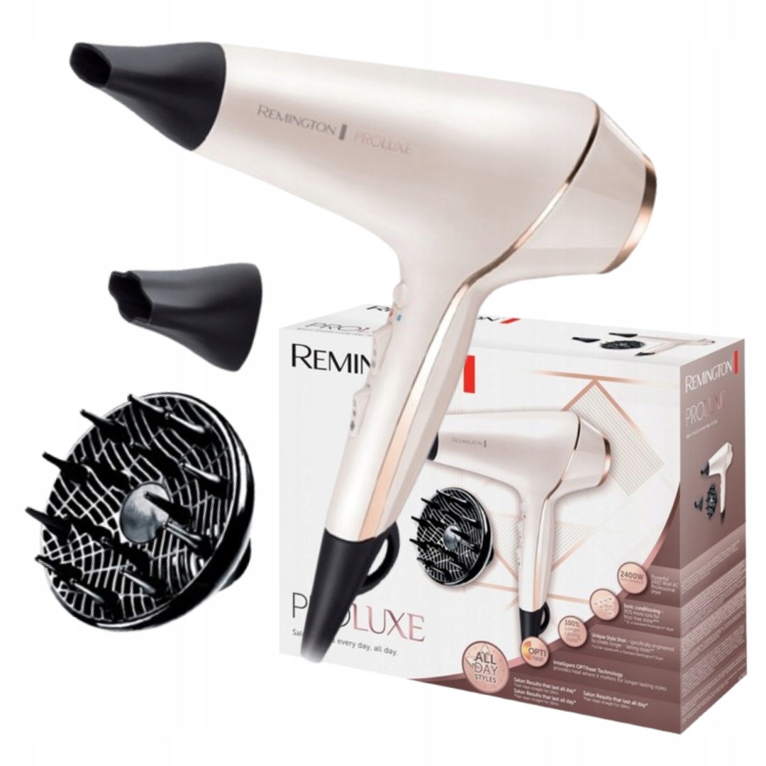Suszarka Remington Z Jonizacją 2x Koncentrator Dyfuzor Mocna 2400 W Pearl
