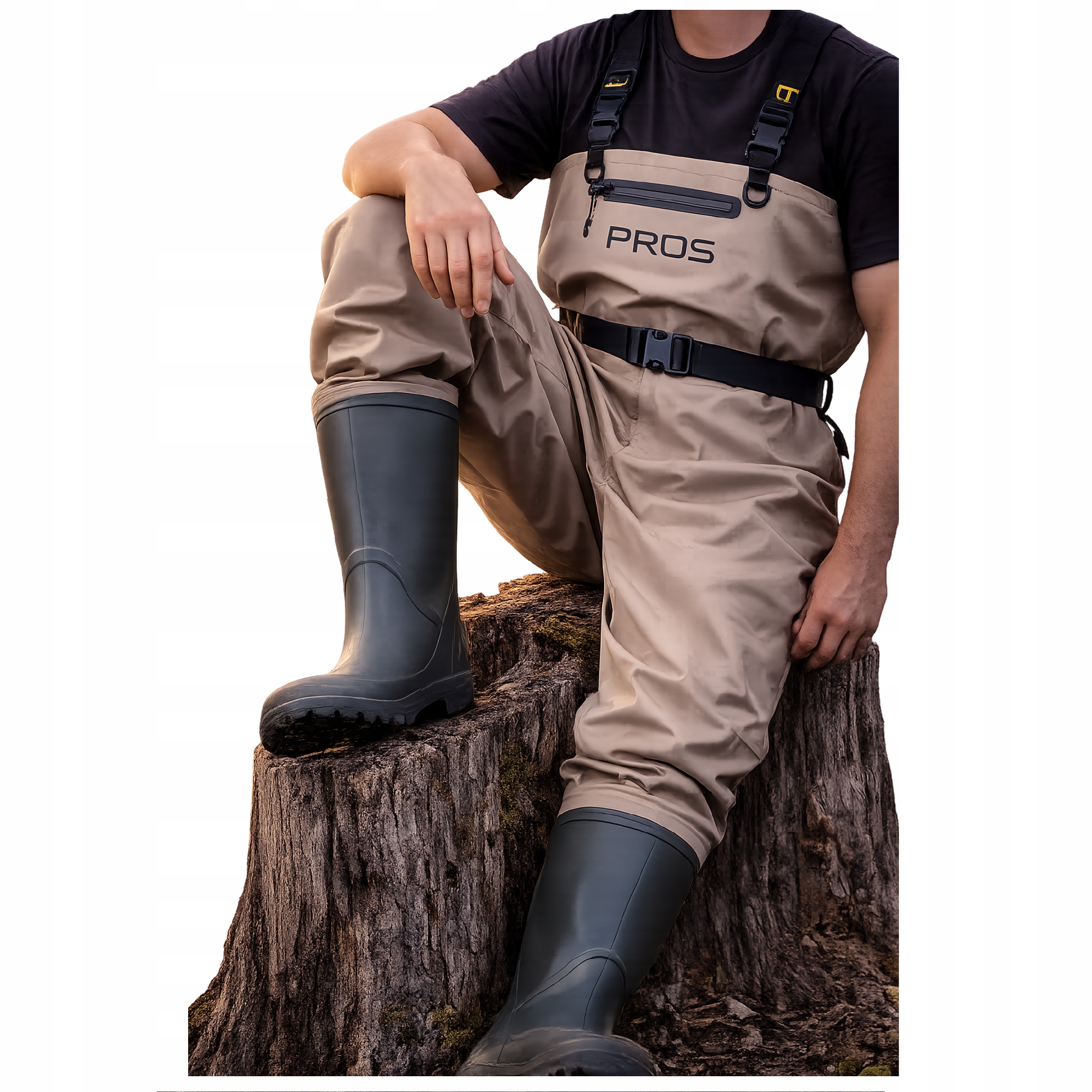 Spodniobuty Wodery Oddychające Pros Beżowe Materiału Szelki