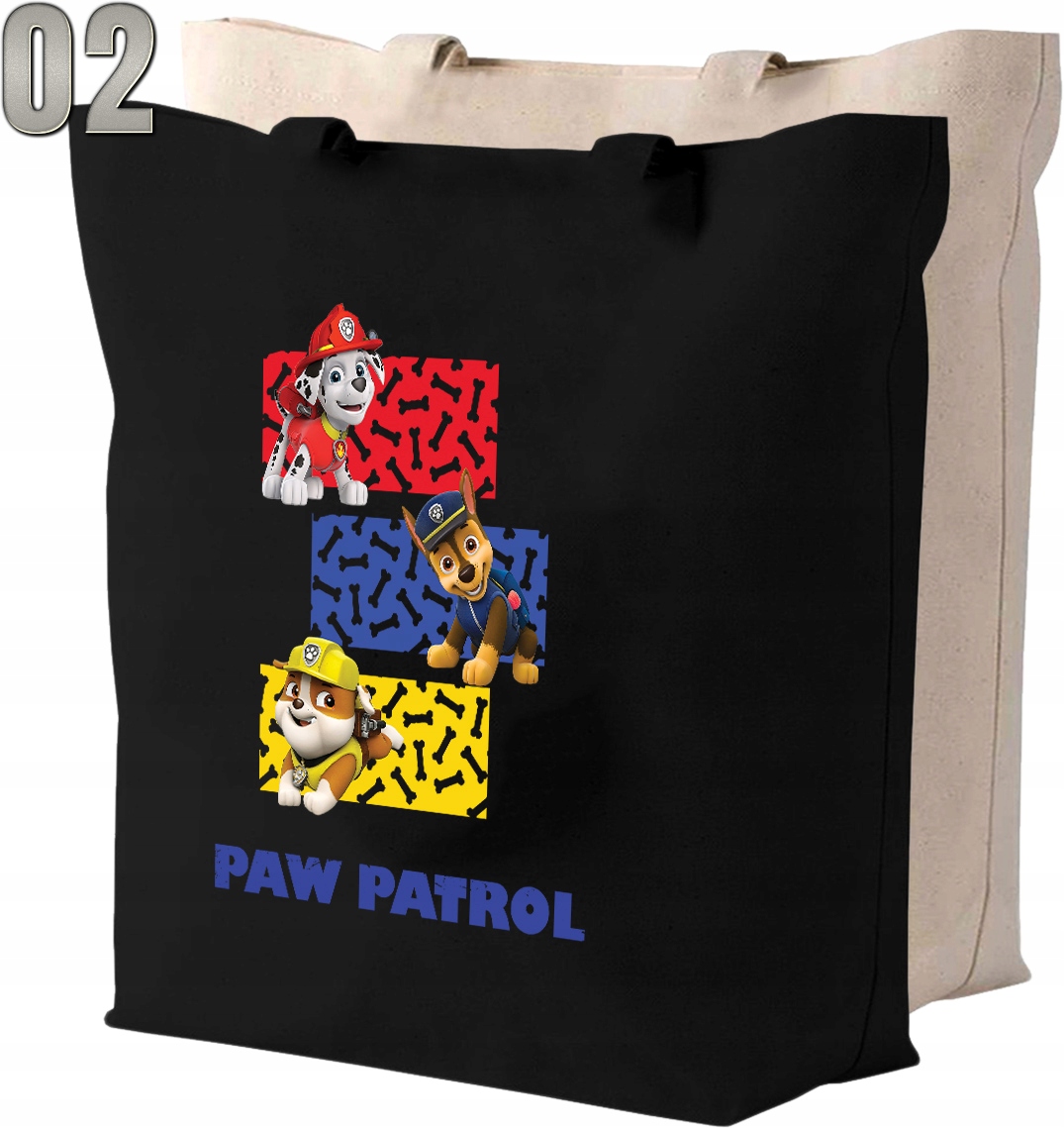 Torba bawełniana PSI PATROL + IMIĘ Kolor wielokolorowy