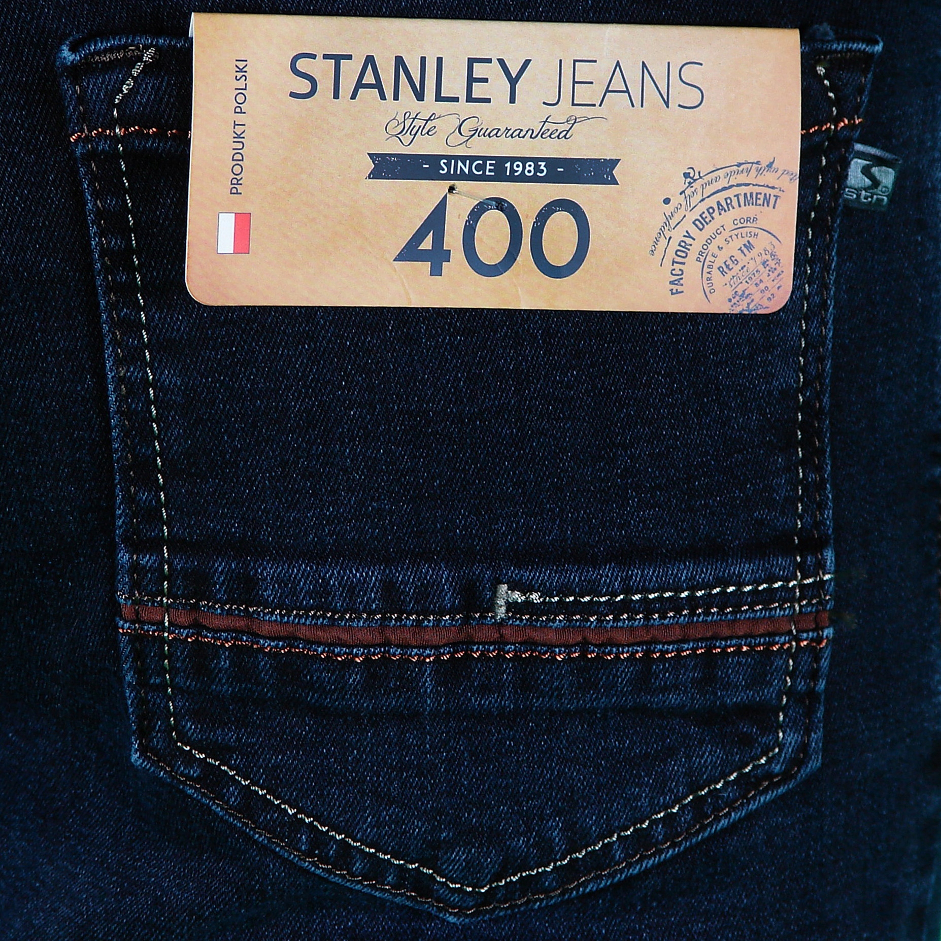 SPODNIE MĘSKIE STANLEY 400/013 W38 L30 W102cm Kolor niebieski