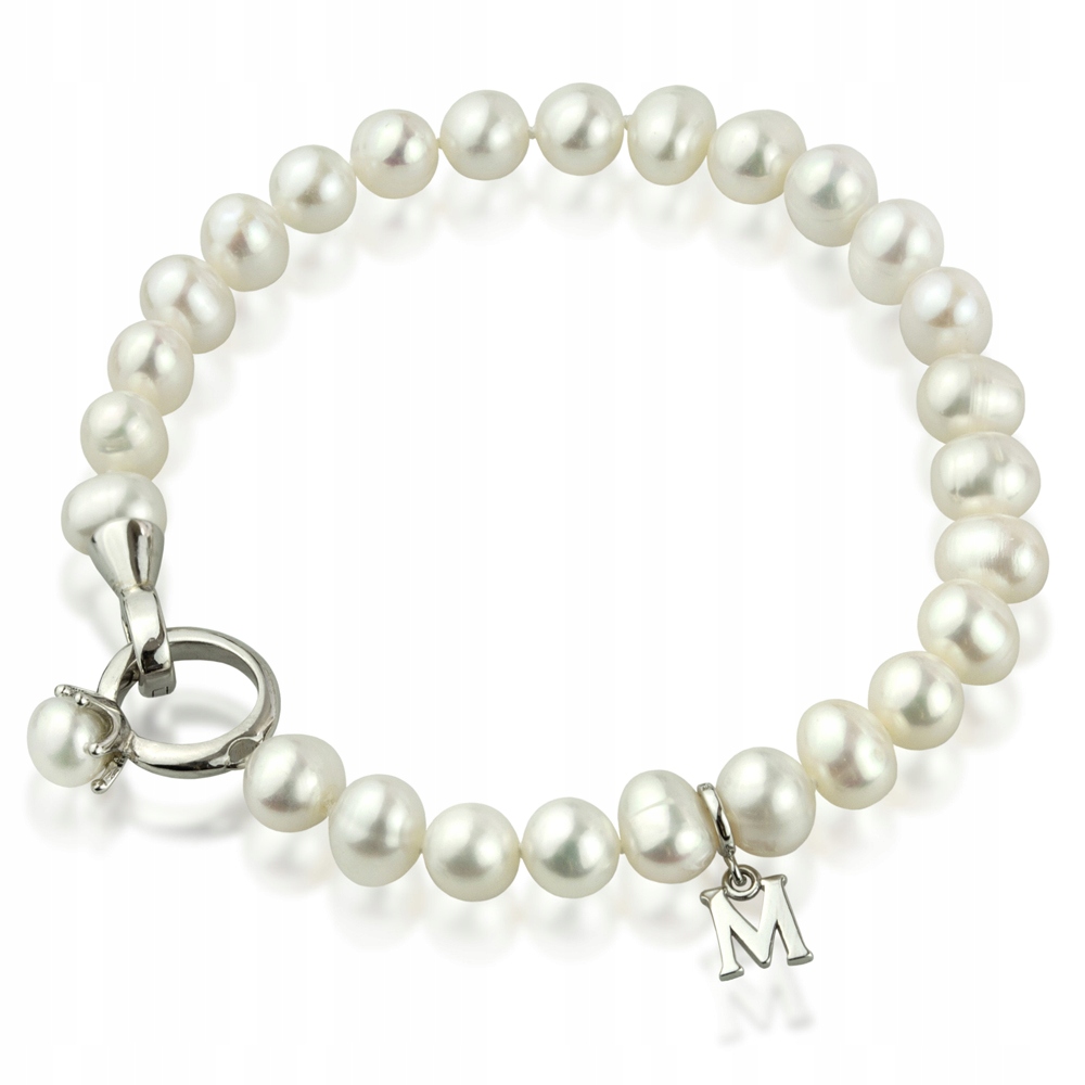 Lesklý Stříbrný Náramek Z Bílých Perel