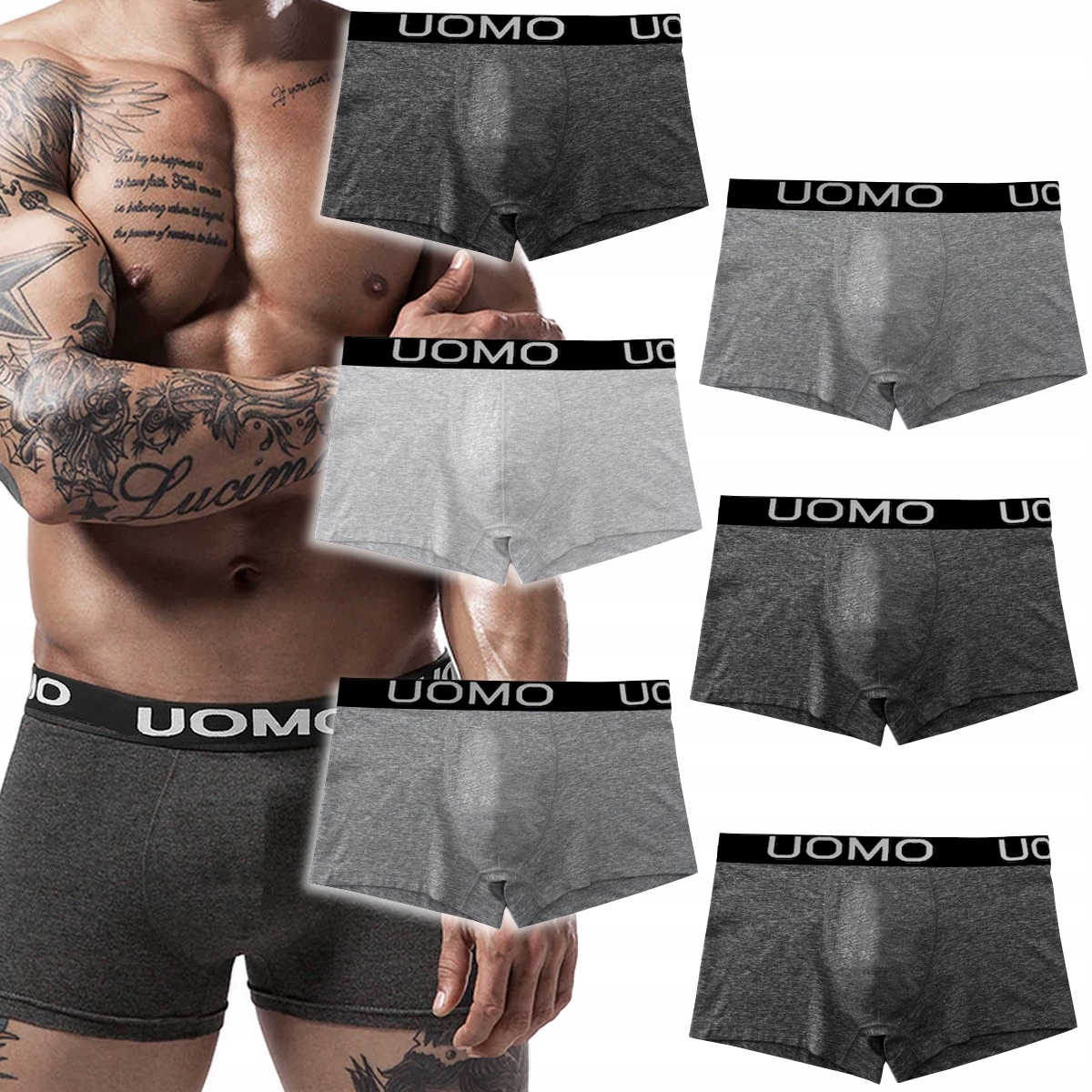 6 PAK BOKSERKI MĘSKIE BAWEŁNIANE BAMBUSOWE #M MN