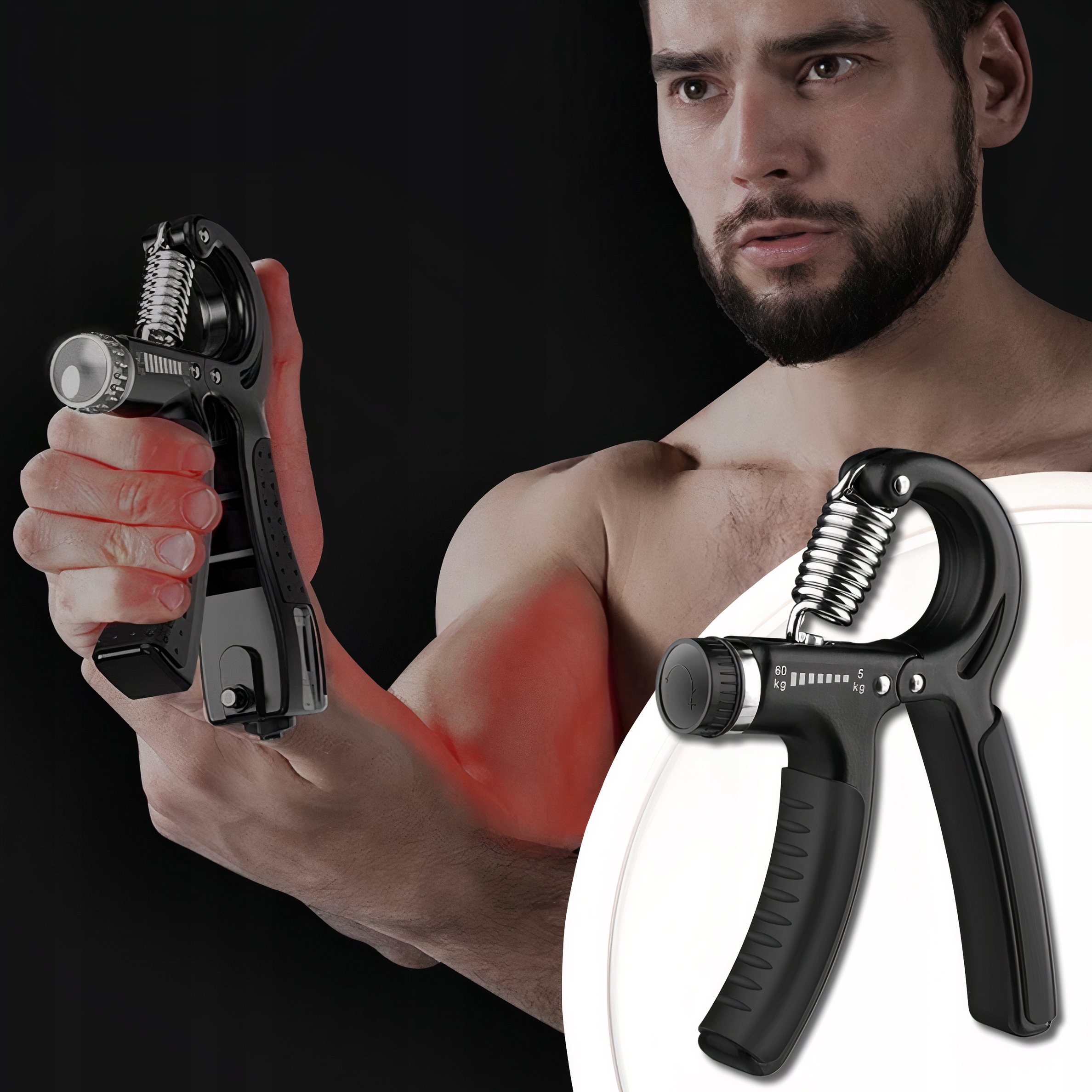 ŚCISKACZ DO ĆWICZEŃ RĄK DŁONI Z REGULACJĄ 5-60kg Marka Modeus
