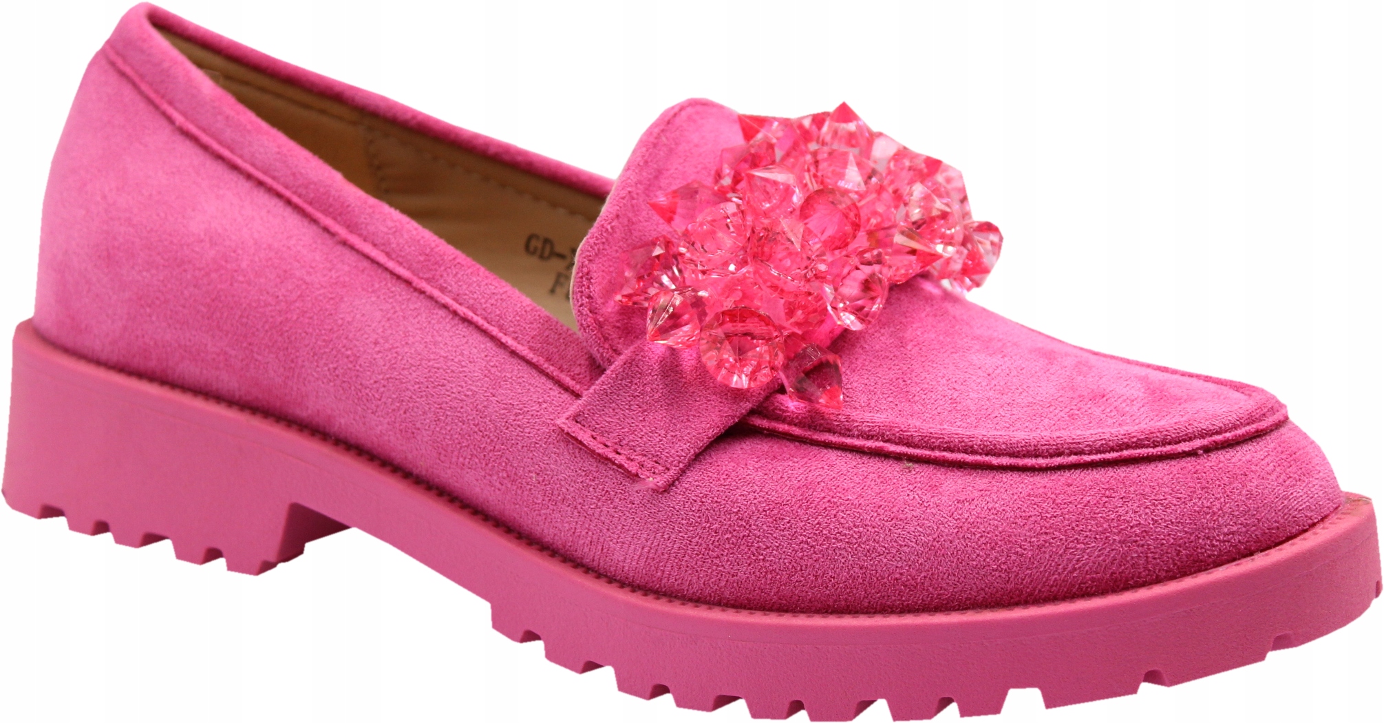 MOKASYNY DAMSKIE FUXIA RÓŻOWE Z CYRKONIAMI 37