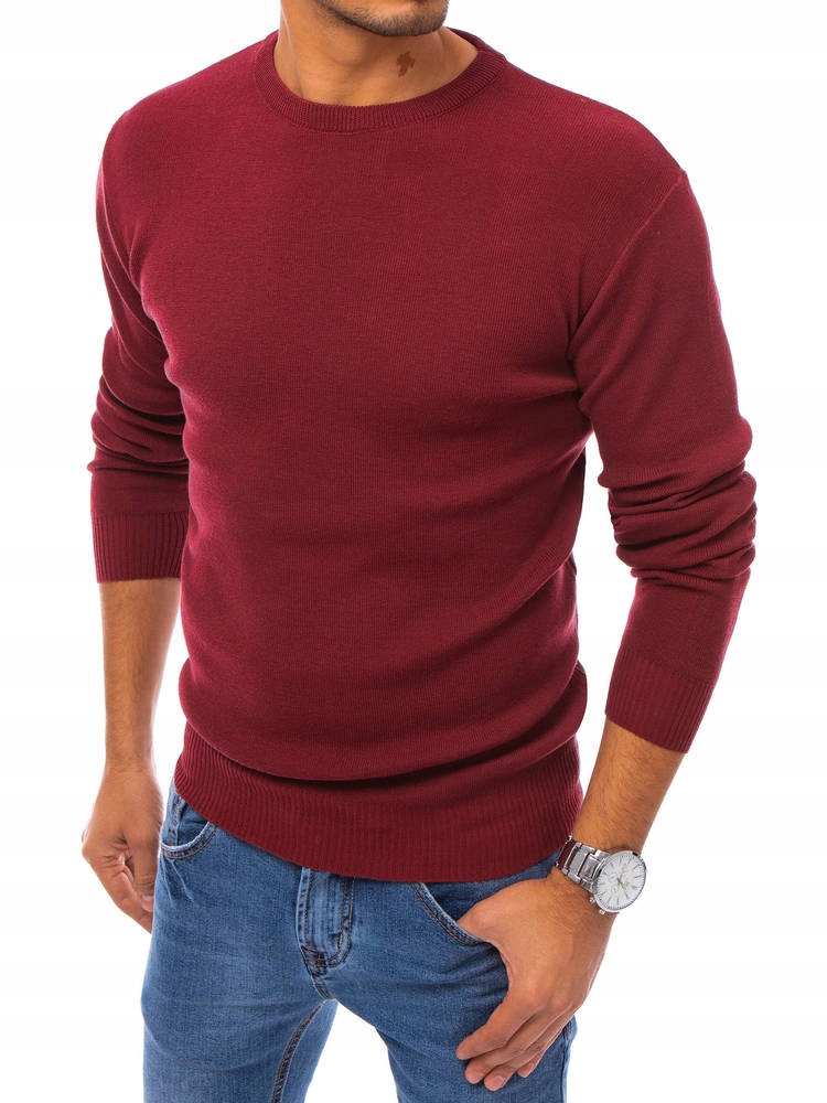 

Sweter Męski Klasyczny Gładki Bordowy roz. XXL