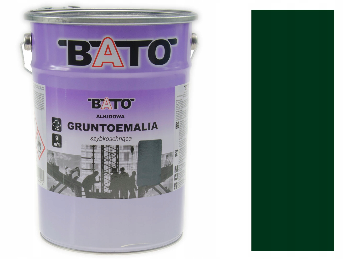 Farba Bato Gruntoemalia alkidowa 5 l zielona Ral 6005 farba do metalu