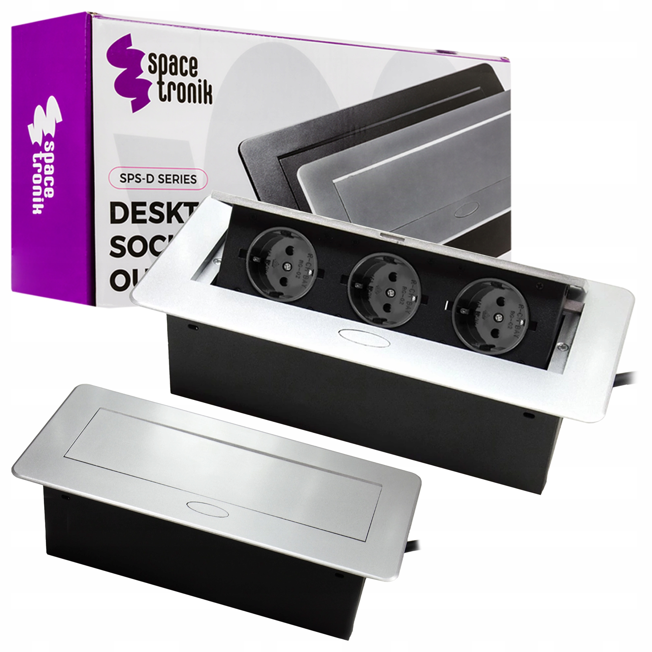 Zásuvka na desku zapuštěná sklopná do pracovní desky Potrojité Klikane 230V kuchyňská