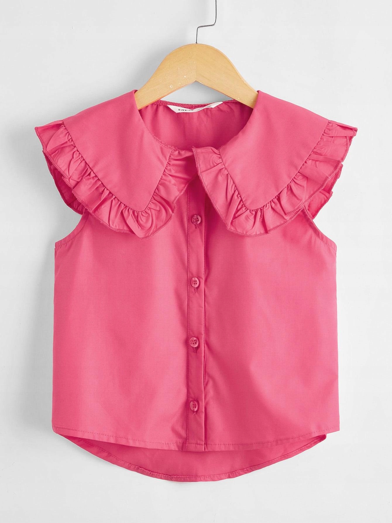 KOSZULA RÓŻOWA PROSTA FALBANY SHEIN 134