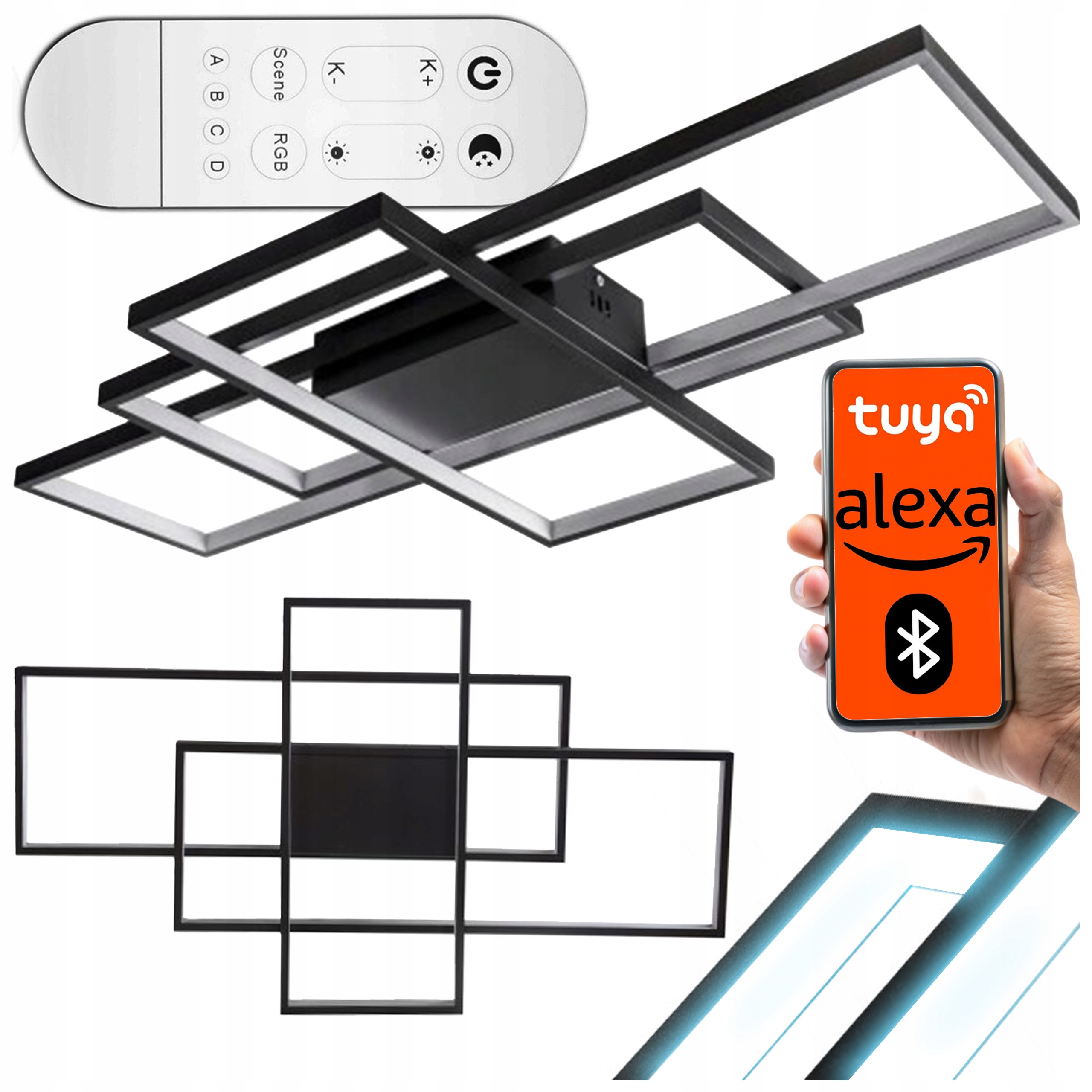 Lampa Sufitowa Żyrandol Led Plafon 178W Aplikacja Bluetooth Tuya Pilot Duża