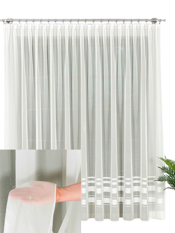 Záclona Lehká hladká krémová záclona na pásku Kvalita š.260x150