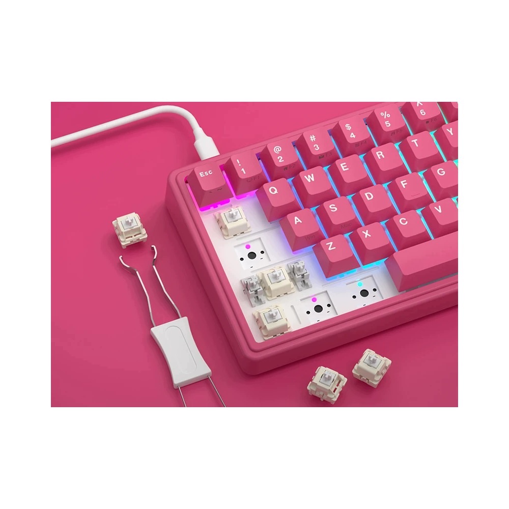 ROYAL KLUDGE R65 Berry Red Gaming Keyboard Cream Switch — 7