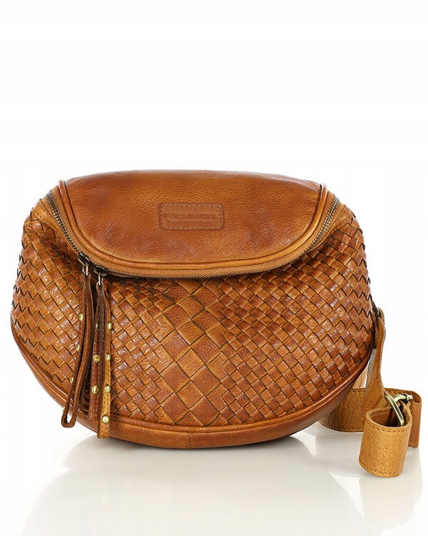 Torebka Na Szerokim Pasku skórzana listonoszka Marco Mazzini brązowa camel