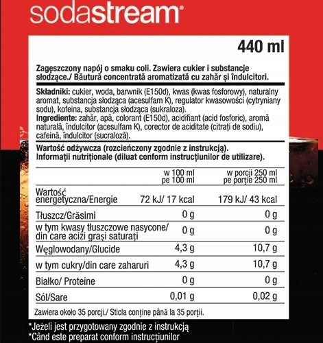 SODASTREAM Koncentrat zestaw smak COLA i LEMONIADA BEZ CUKRU Marka SodaStream