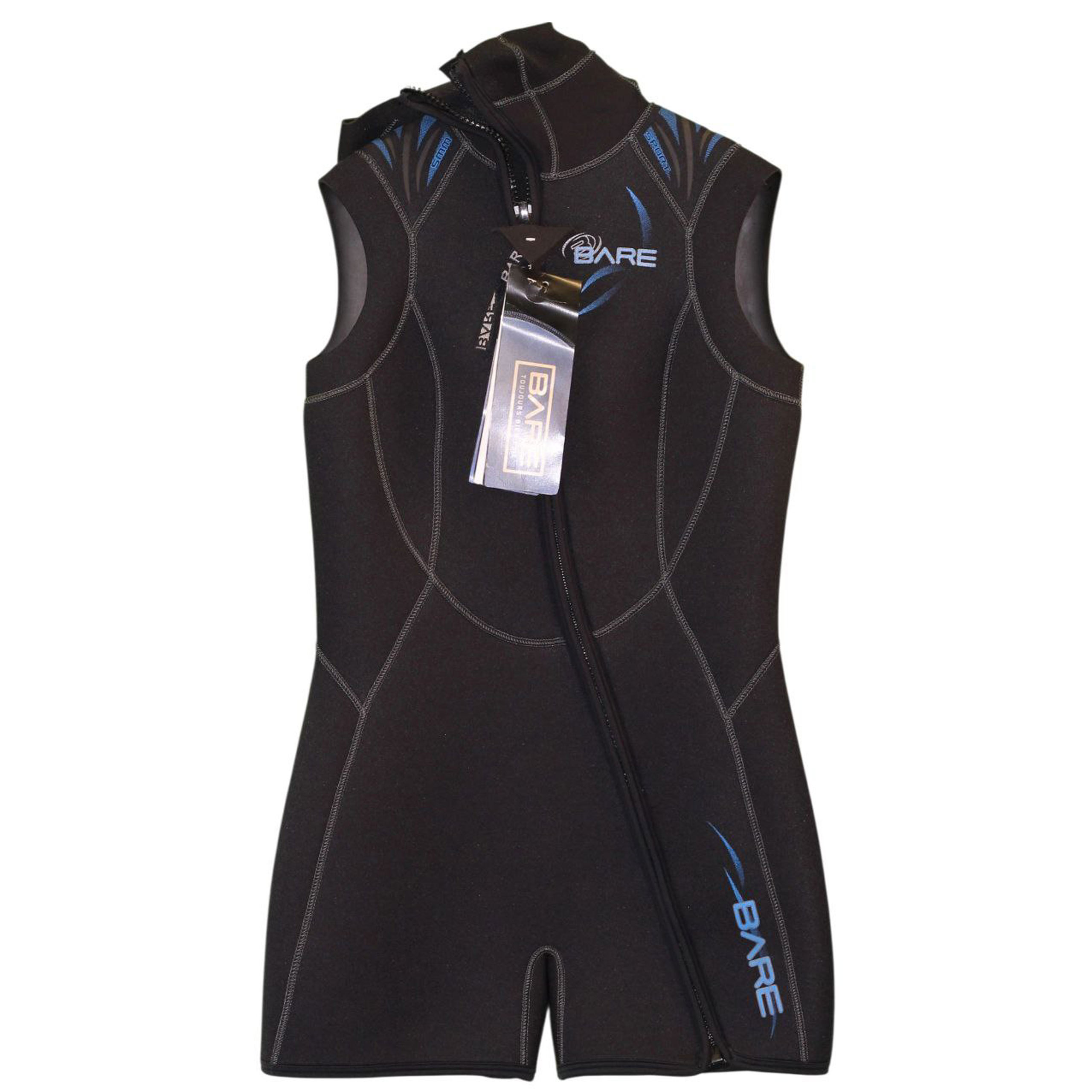 Oteplovač s kapucí, krátká pěna Bare Sport 5 mm, dámský, 18/XXL, modrý.