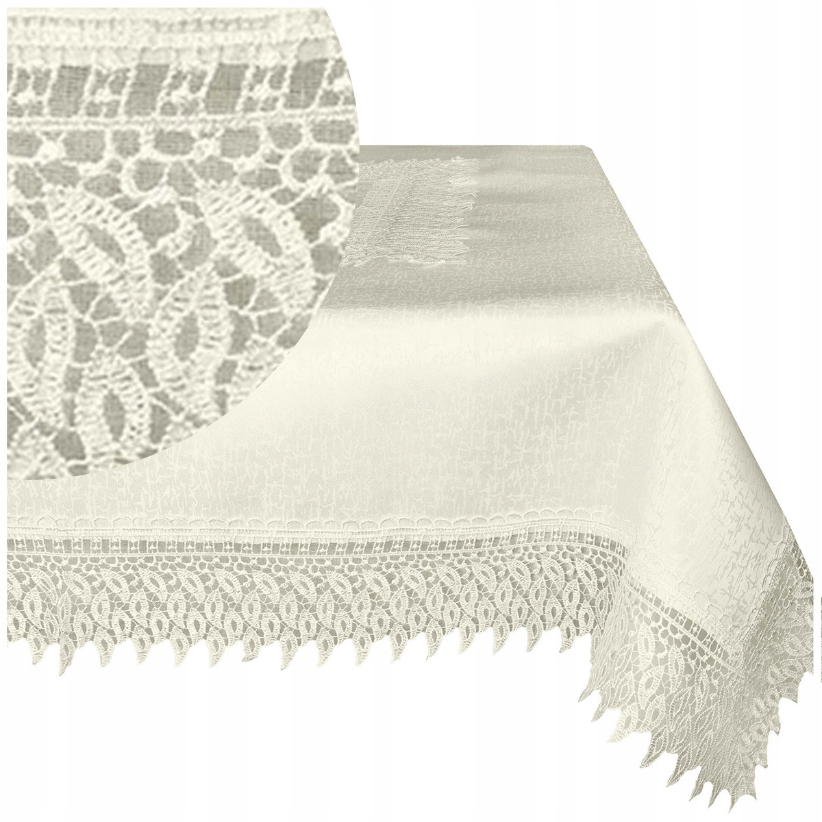 Ubrus na stůl s gipiurou 140x260, vánoční, klasický, vz. 144, krémový