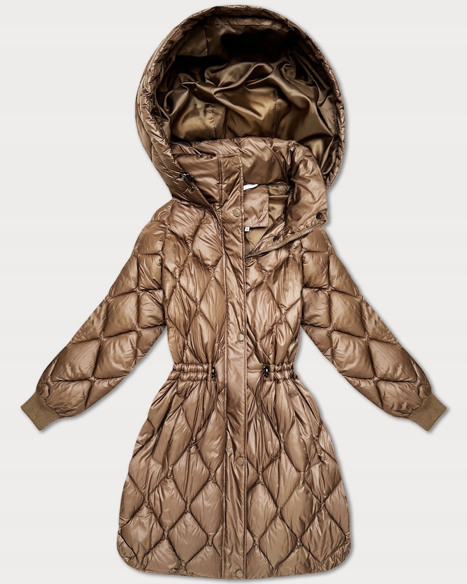 Volná Bunda S Širokými Rukávy 6518 Hnědá XL (42)