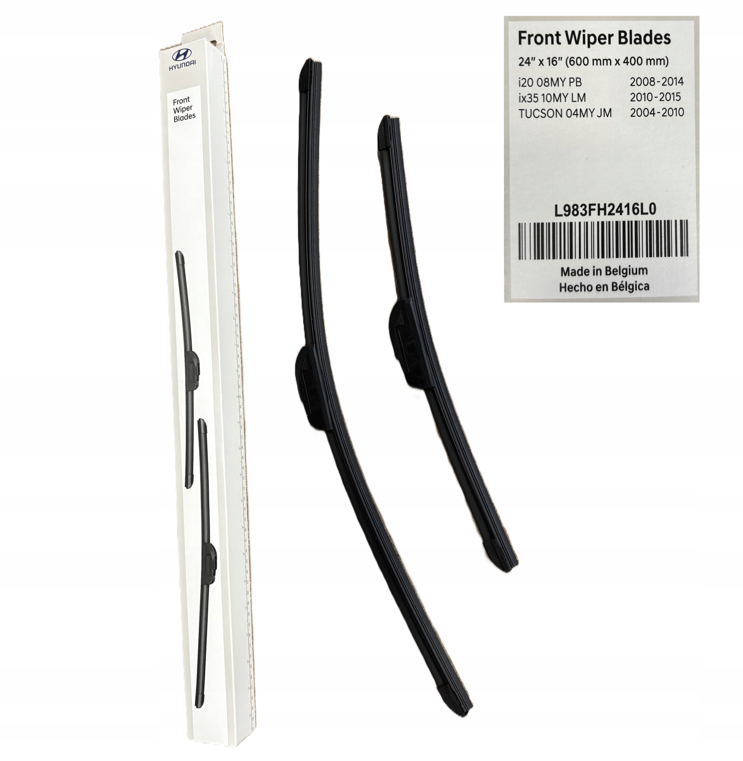 zestaw wycieraczek przód Hyundai 600 mm 400mm