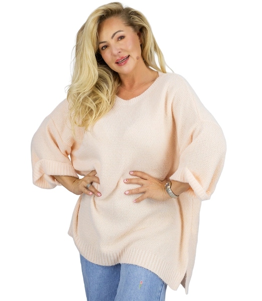 Klasický dámský oversize asymetrický svetr – Agrafka unisize