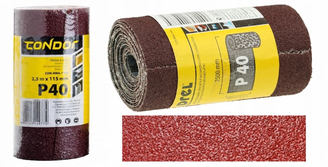 

Płótno Ścierne Papier Ścierny Rolka 2.5m 115mm p40