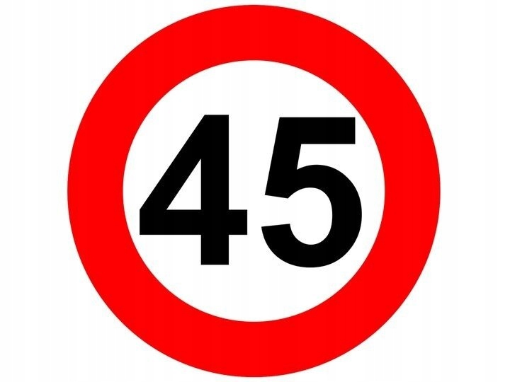 

Naklejka znak ograniczenie prędkości 45 km/h