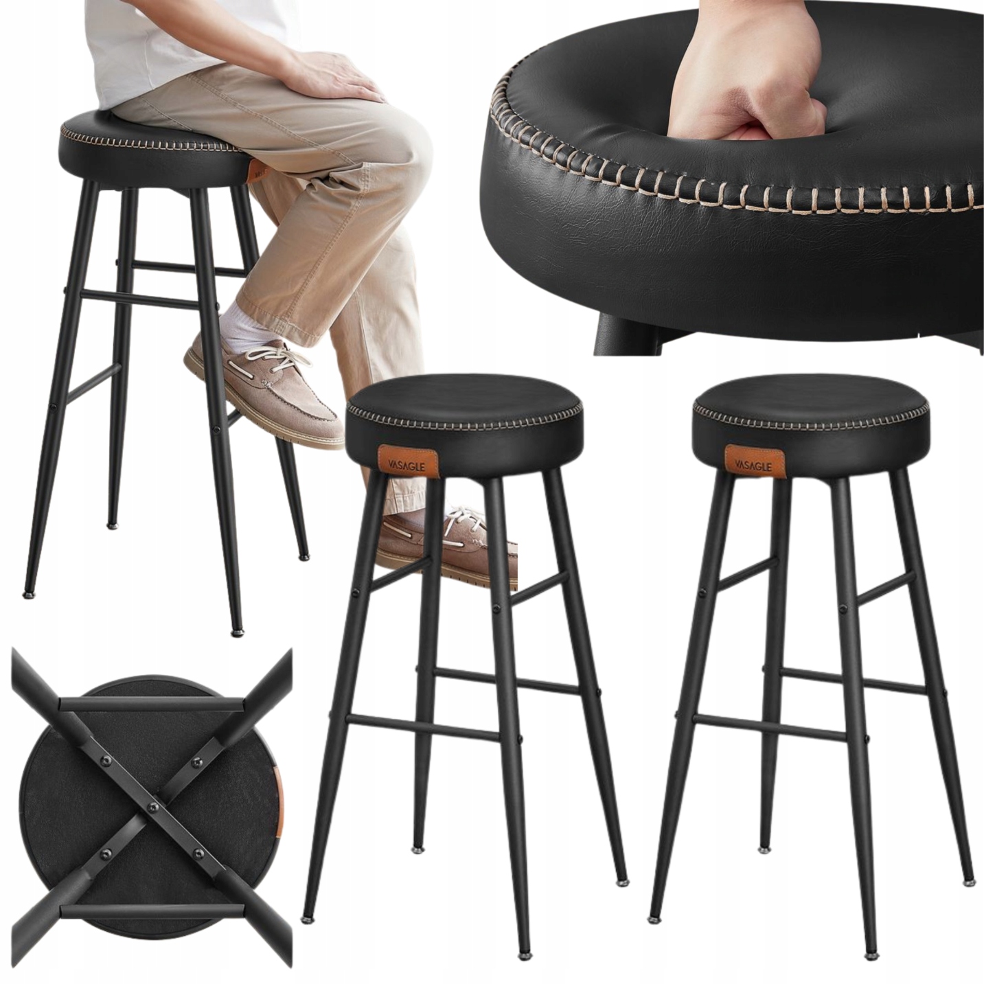 Kuchynský barový hoker Sada 2KS Stolička Vysoká Čalúnená Loft