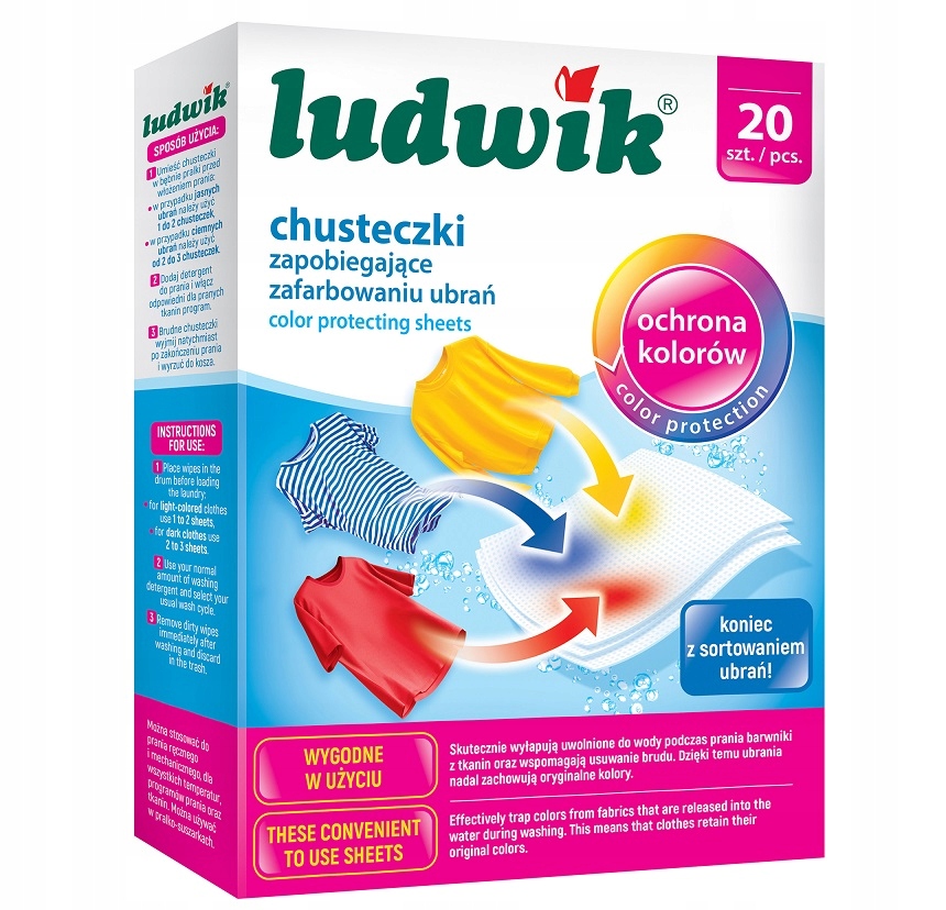 

Ludwik chusteczki zapobiegające zafarbowaniu 20szt